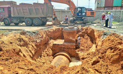 RN2/Zone Port-Cimtogo : Travaux en cours pour réparer l’affaissement de la chaussée