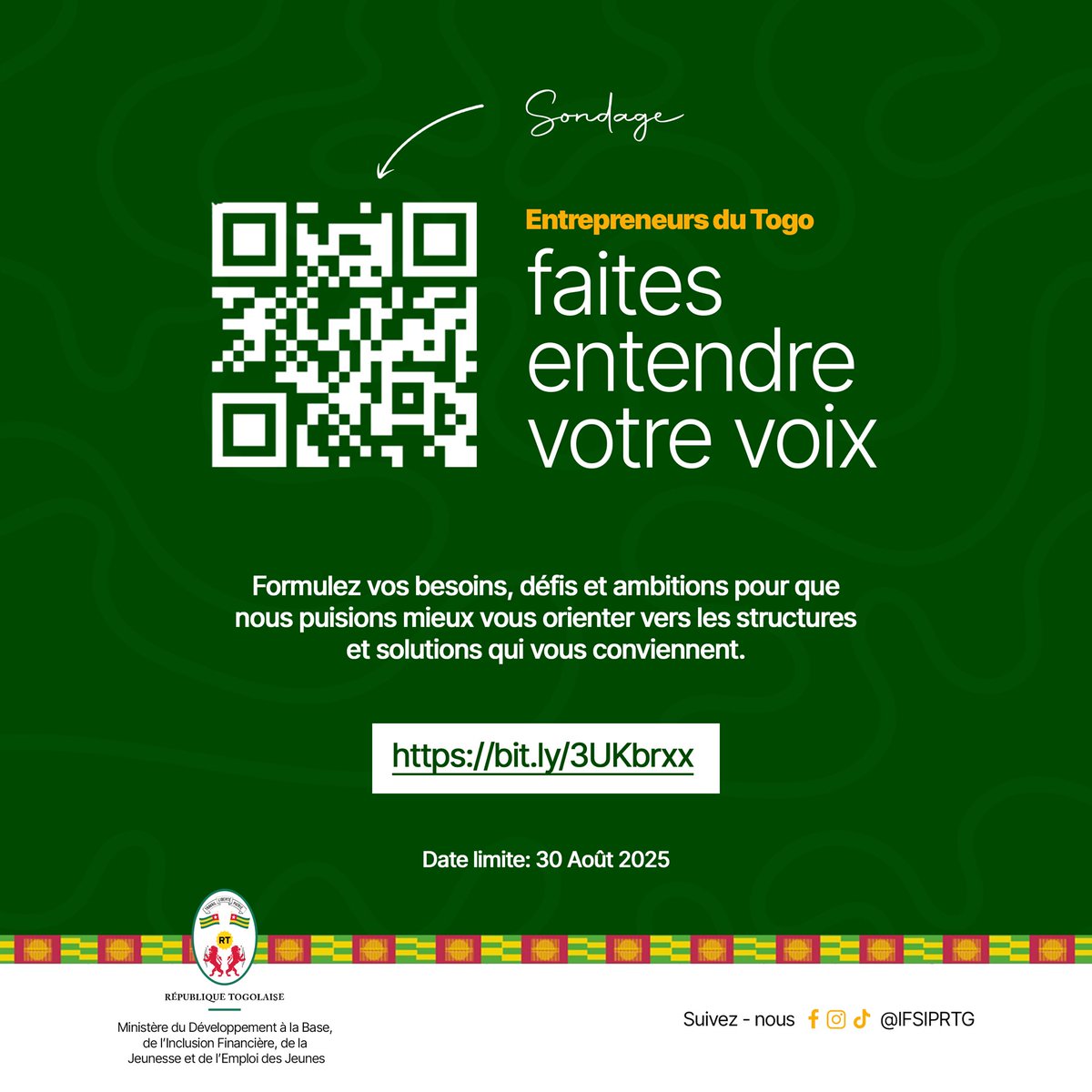 Entrepreneurs togolais : exprimez vos besoins dans ce sondage, Le gouvernement veut connaître vos besoins