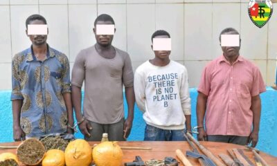 Togo : trois individus interpellés à Agou-Nyogbo pour trafic d’armes, de drogues et de produits prohibés