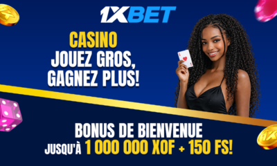 Réclamez votre bonus de bienvenue jusqu'à 1000000 XOF + 150 FS sur 1xBet Casino !